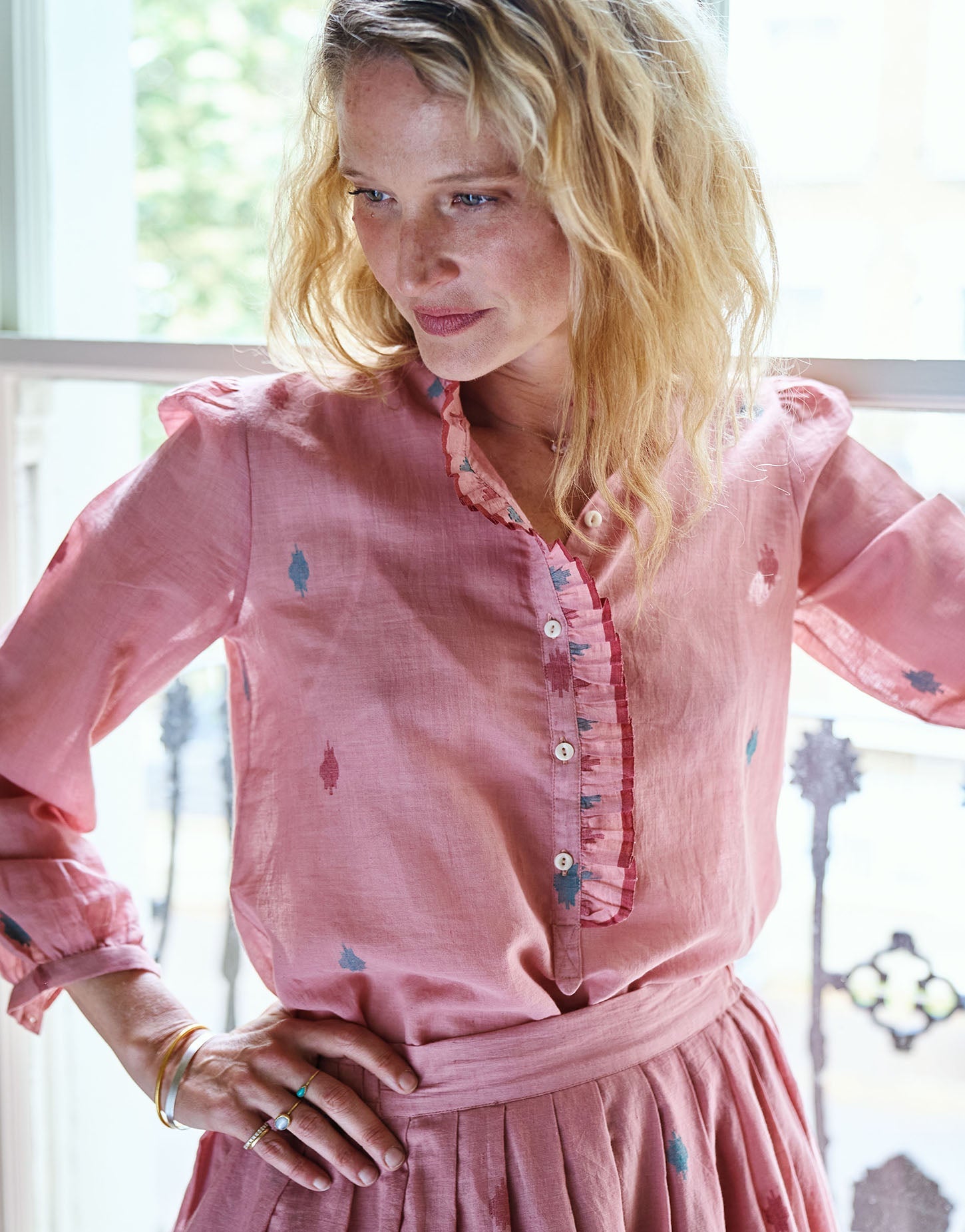 nina blouse | blush jamdani