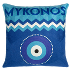 Mykonos Evil Eye Needlepoint Pillow