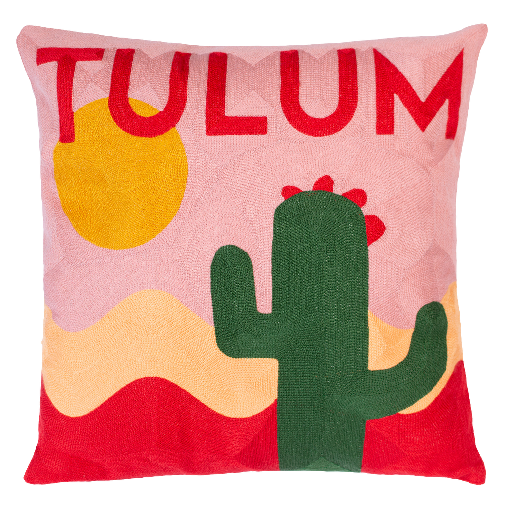 Tulum Cactus Needlepoint Pillow
