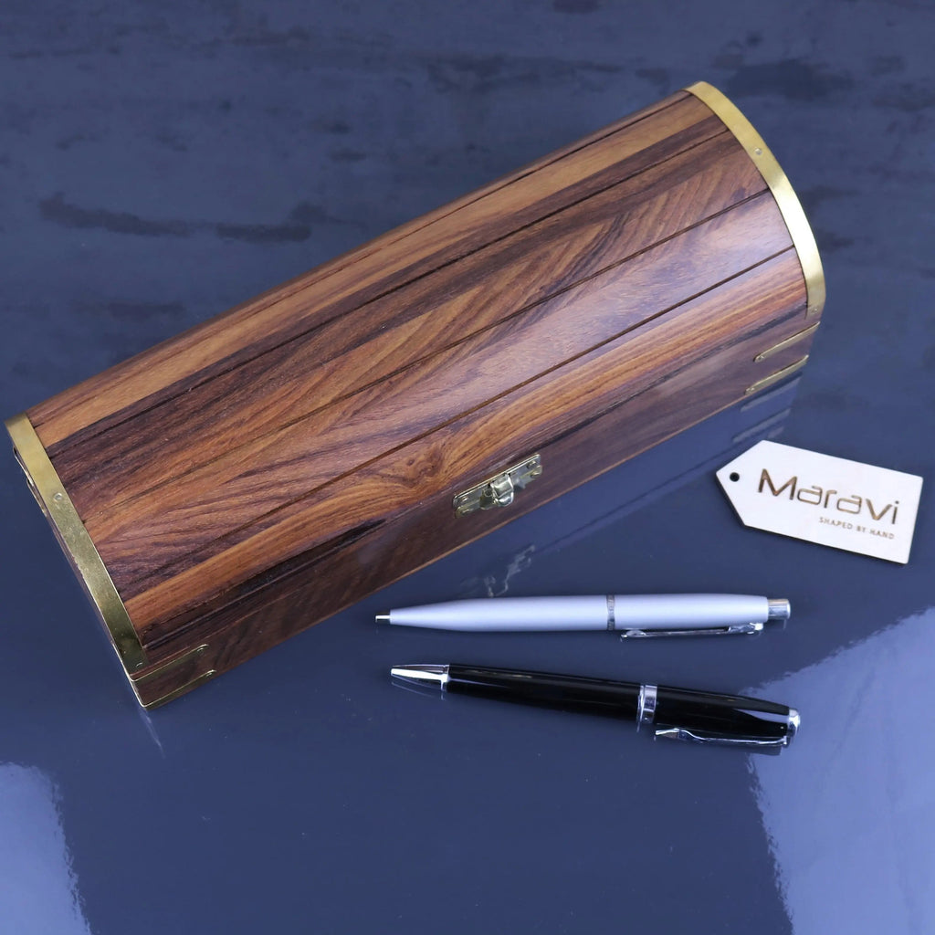 Dala Chest Shape Wooden Pen Box with Secret Compartment