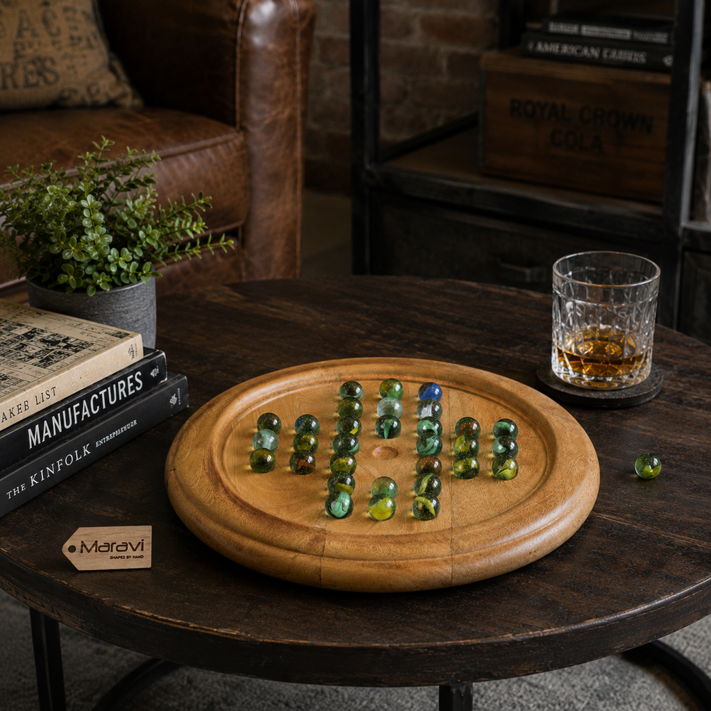 Dinod Large Wooden Solitaire Board Game Set
