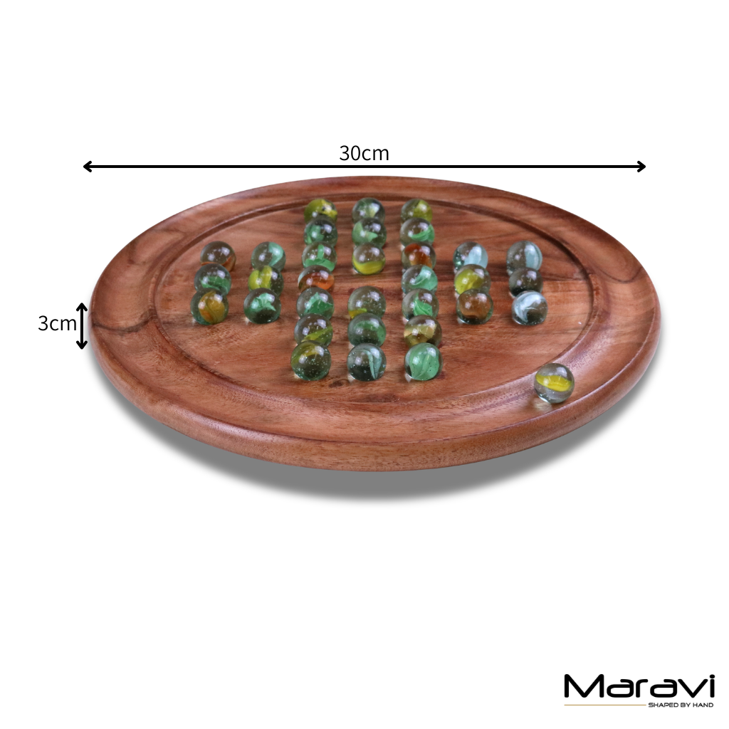 Dinod Large Wooden Solitaire Board Game Set Teak Colour