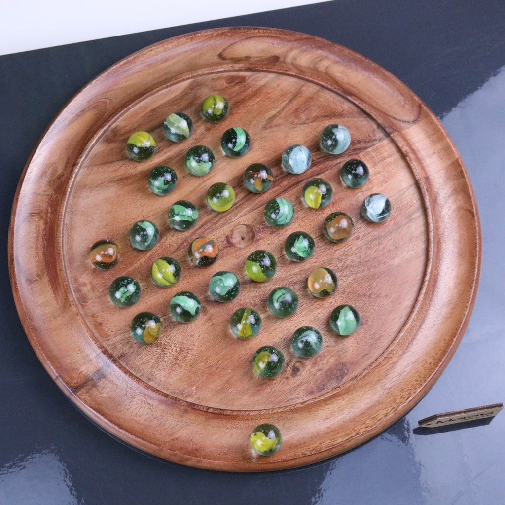 Dinod Large Wooden Solitaire Board Game Set Teak Colour