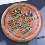 Dinod Large Wooden Solitaire Board Game Set Teak Colour