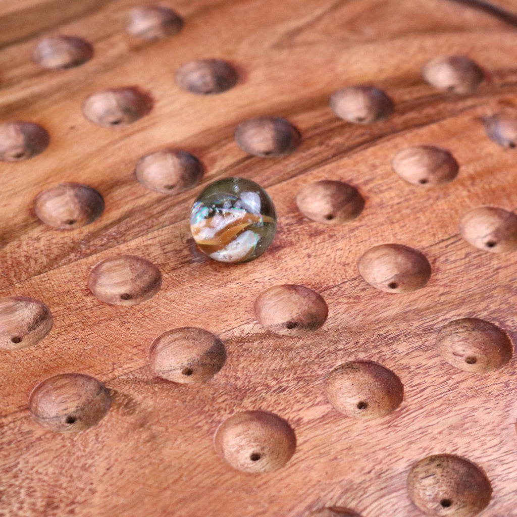 Dinod Large Wooden Solitaire Board Game Set Teak Colour