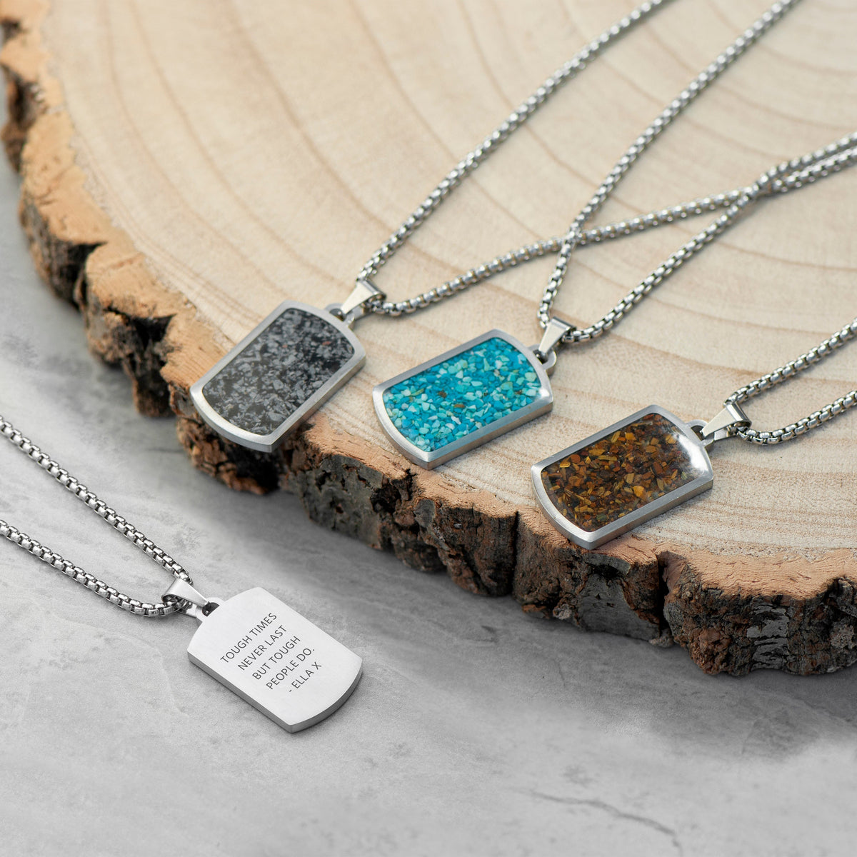 Personalised Men's Tiger's Eye Dog Tag Necklace
