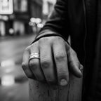 One Of A Kind Dots Ring – Handmade Chunky Silver Band for Men