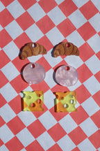 Ham and Cheese Croissant Hoop Earrings