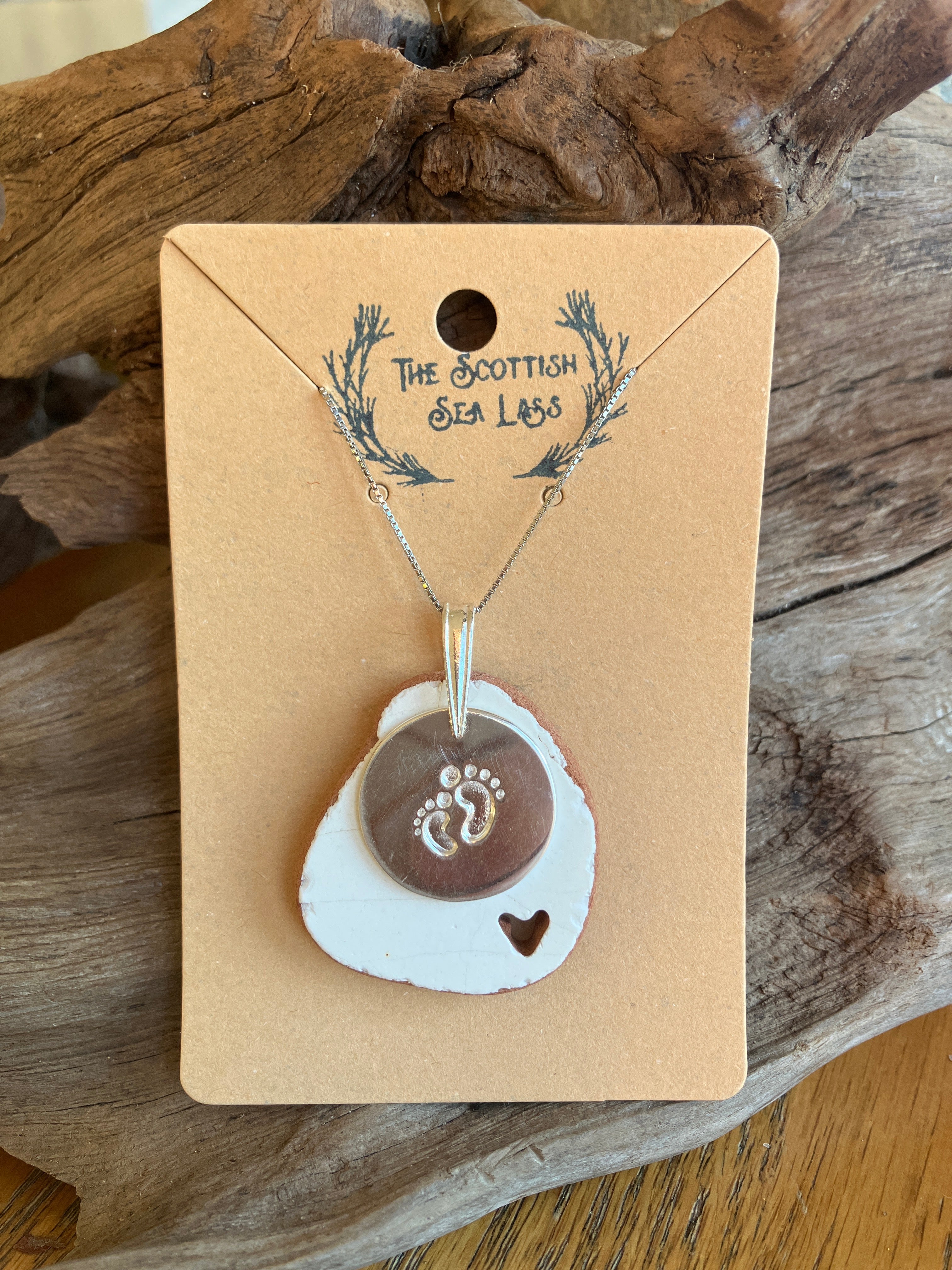 Baby Feet Scottish Sea Pottery 925 pendant