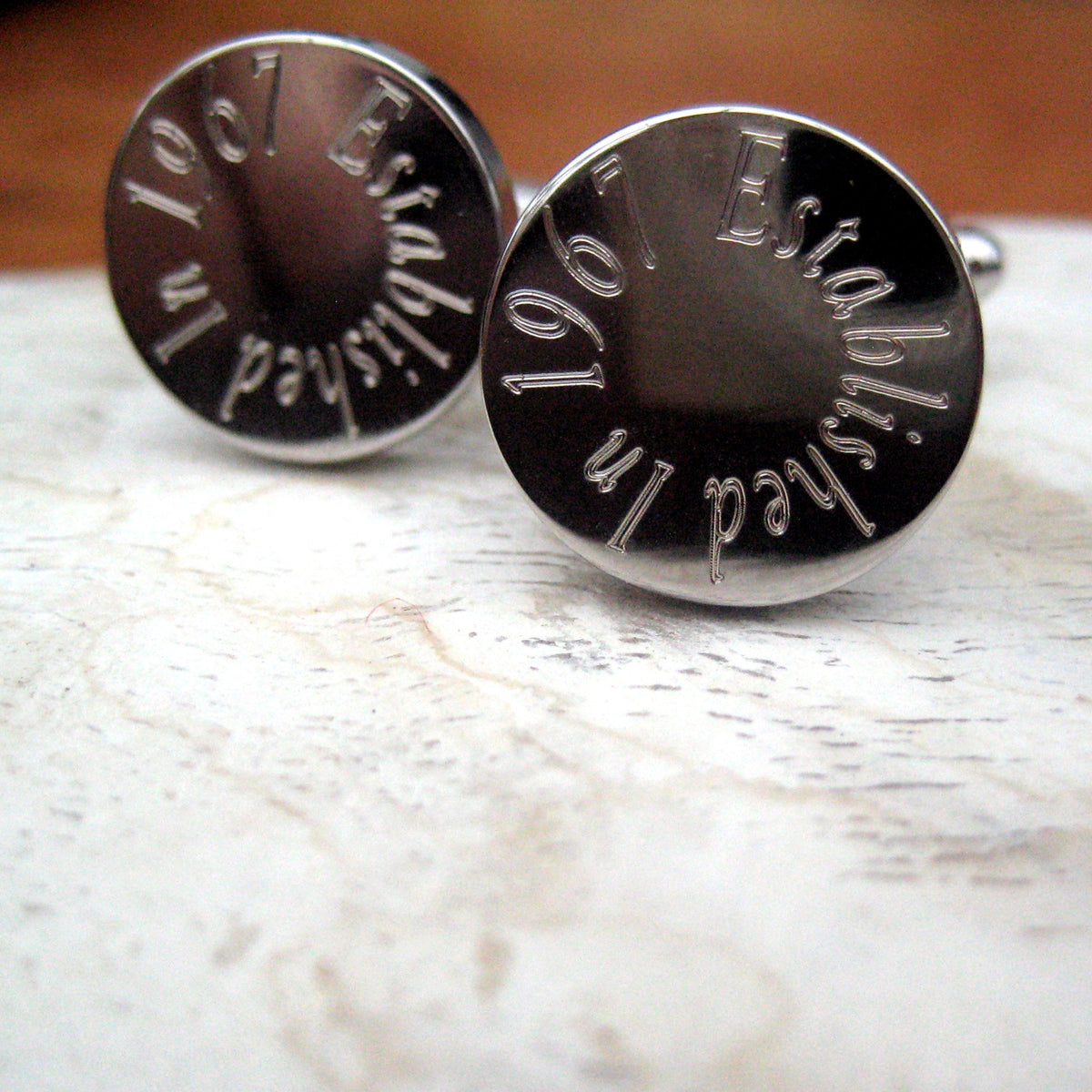 Personalised Edge Round Cufflinks - Birthday