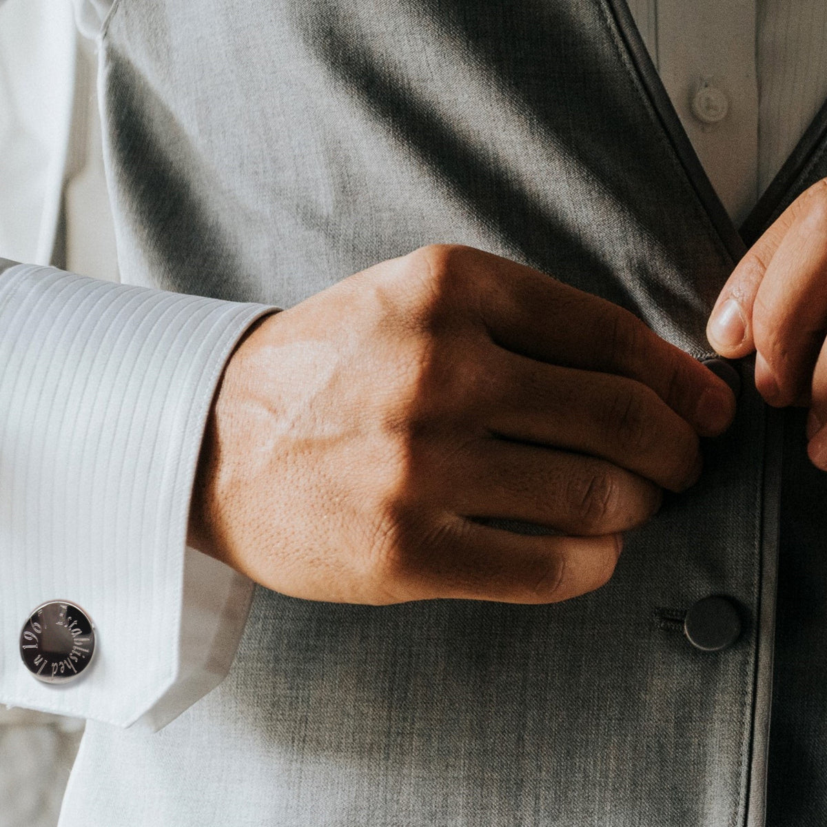 Personalised Edge Round Cufflinks - Message