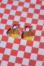 Ham and Cheese Croissant Hoop Earrings