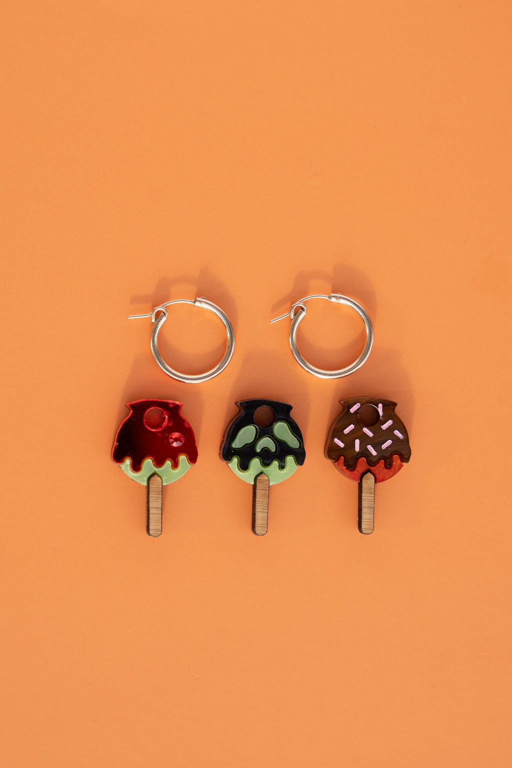 Candy Apple Hoop Earrings - Set of 3