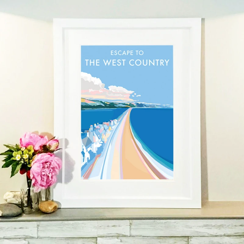 Vintage Travel Poster – Escape to The West Country Print by BeckyBettesworth (escape-to-the-west-country)