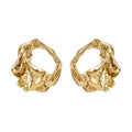 Molten Disc Gold Earrings