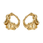 Molten Disc Gold Earrings