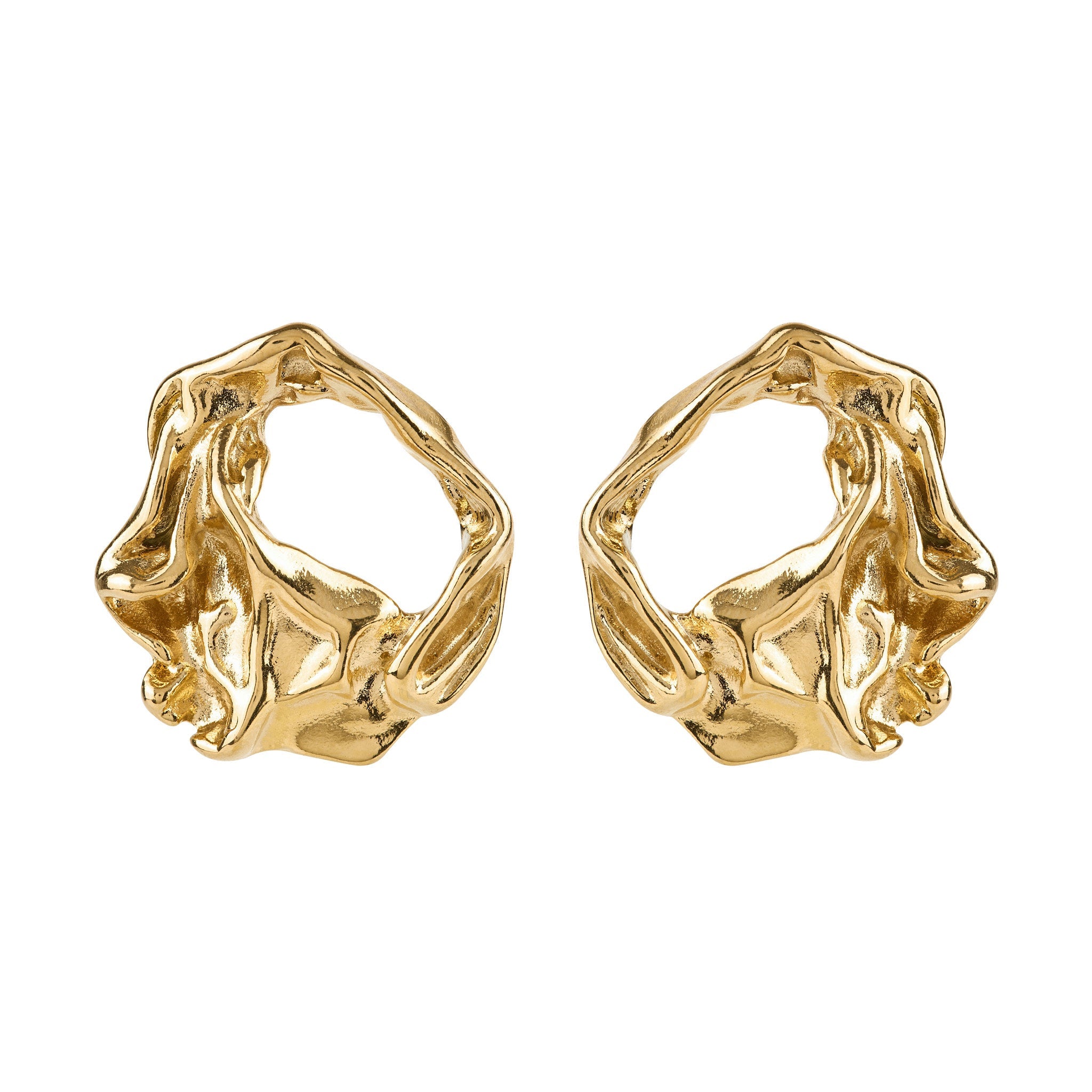 Molten Disc Gold Earrings