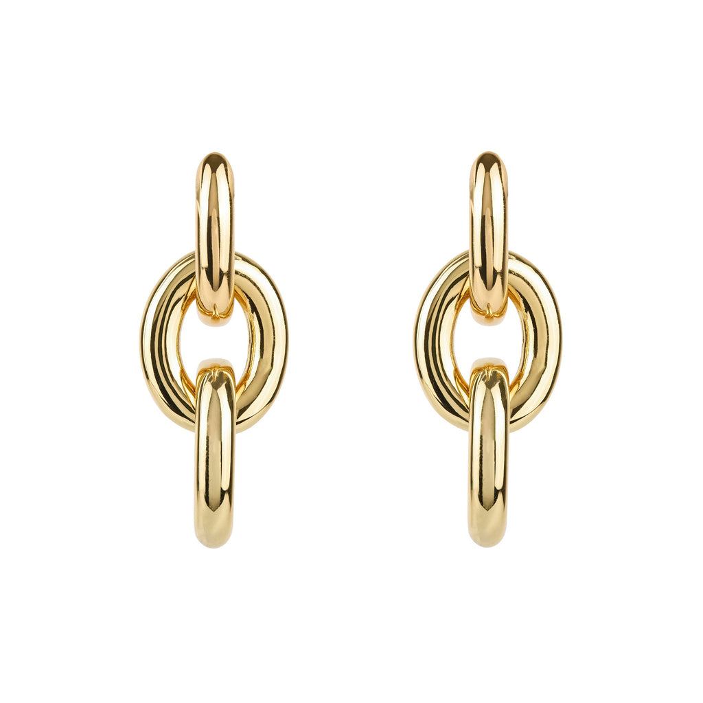 Triple Gold Hoop Drop Earrings