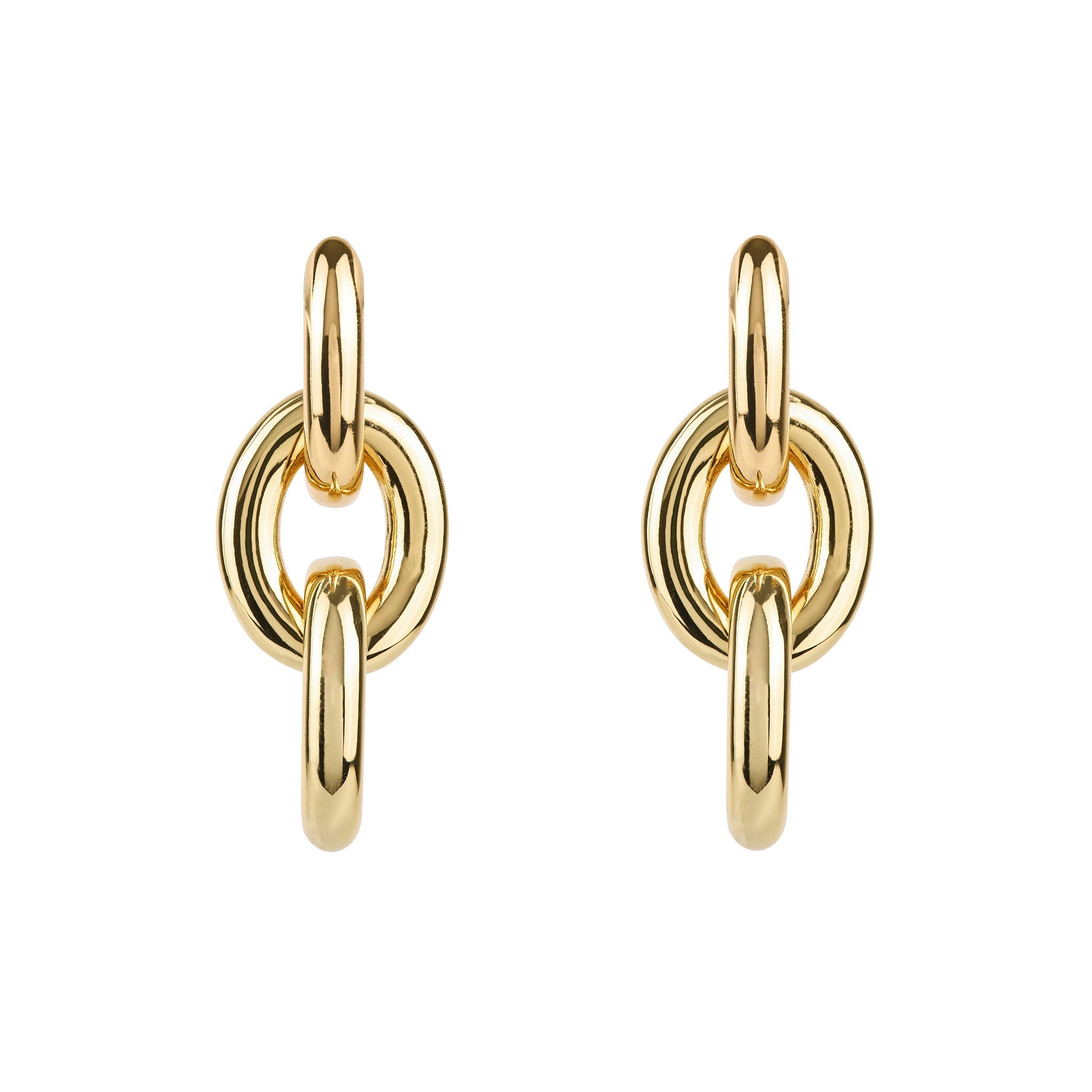 Triple Gold Hoop Drop Earrings