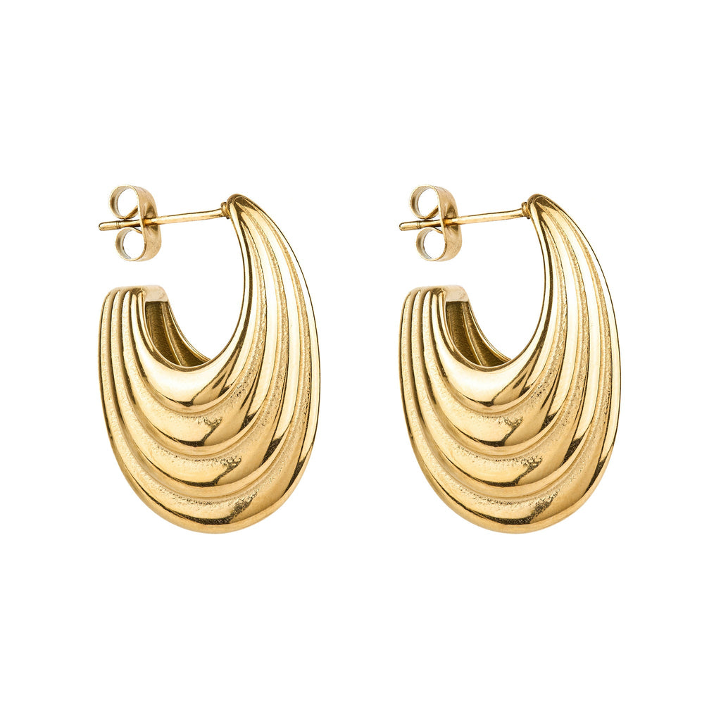 Chunky Gold Ridge Hoops