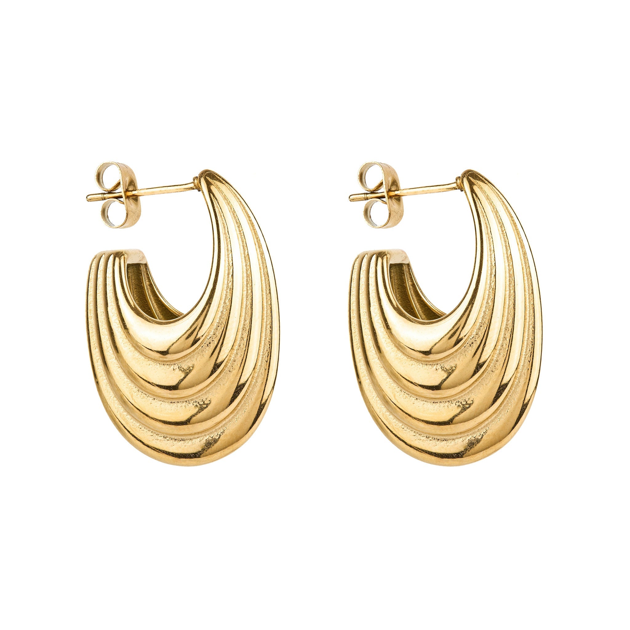 Chunky Gold Ridge Hoops
