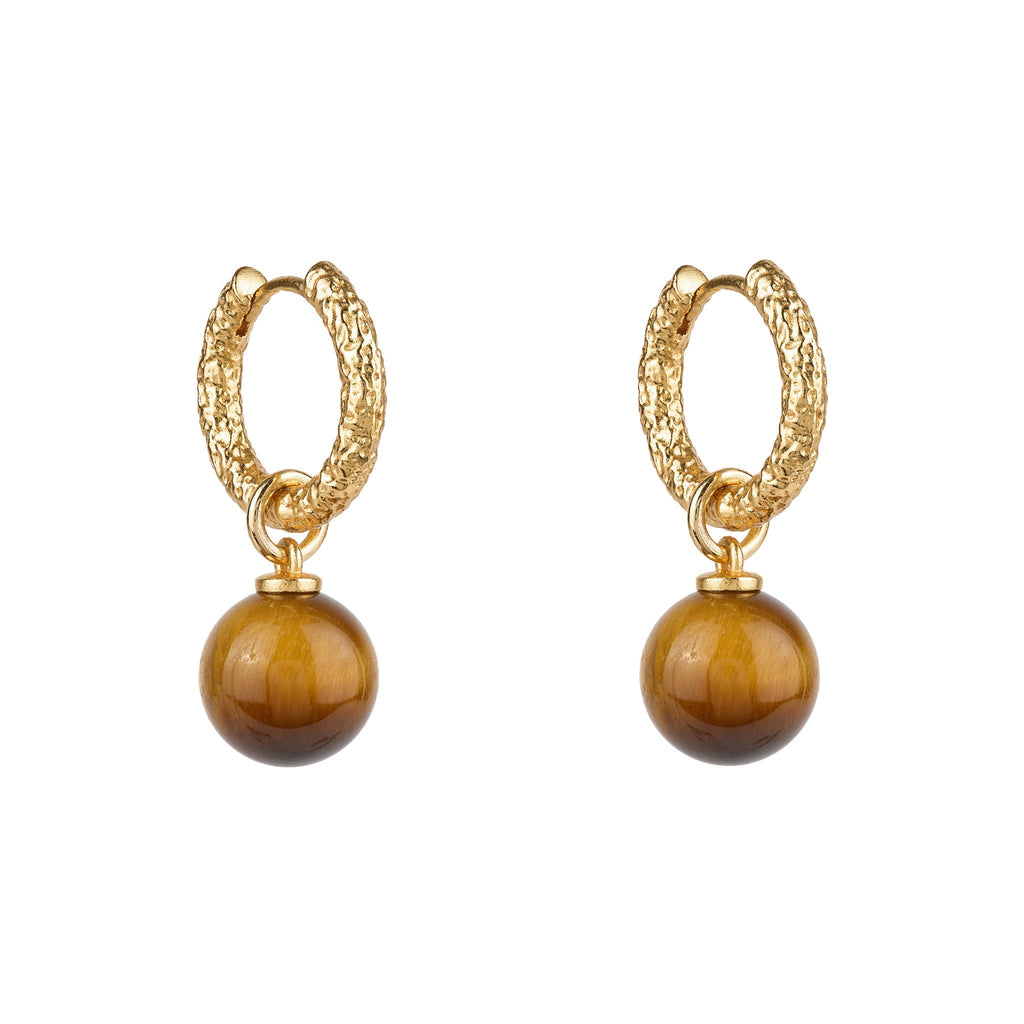 Tiger’s Eye Drop Hoops