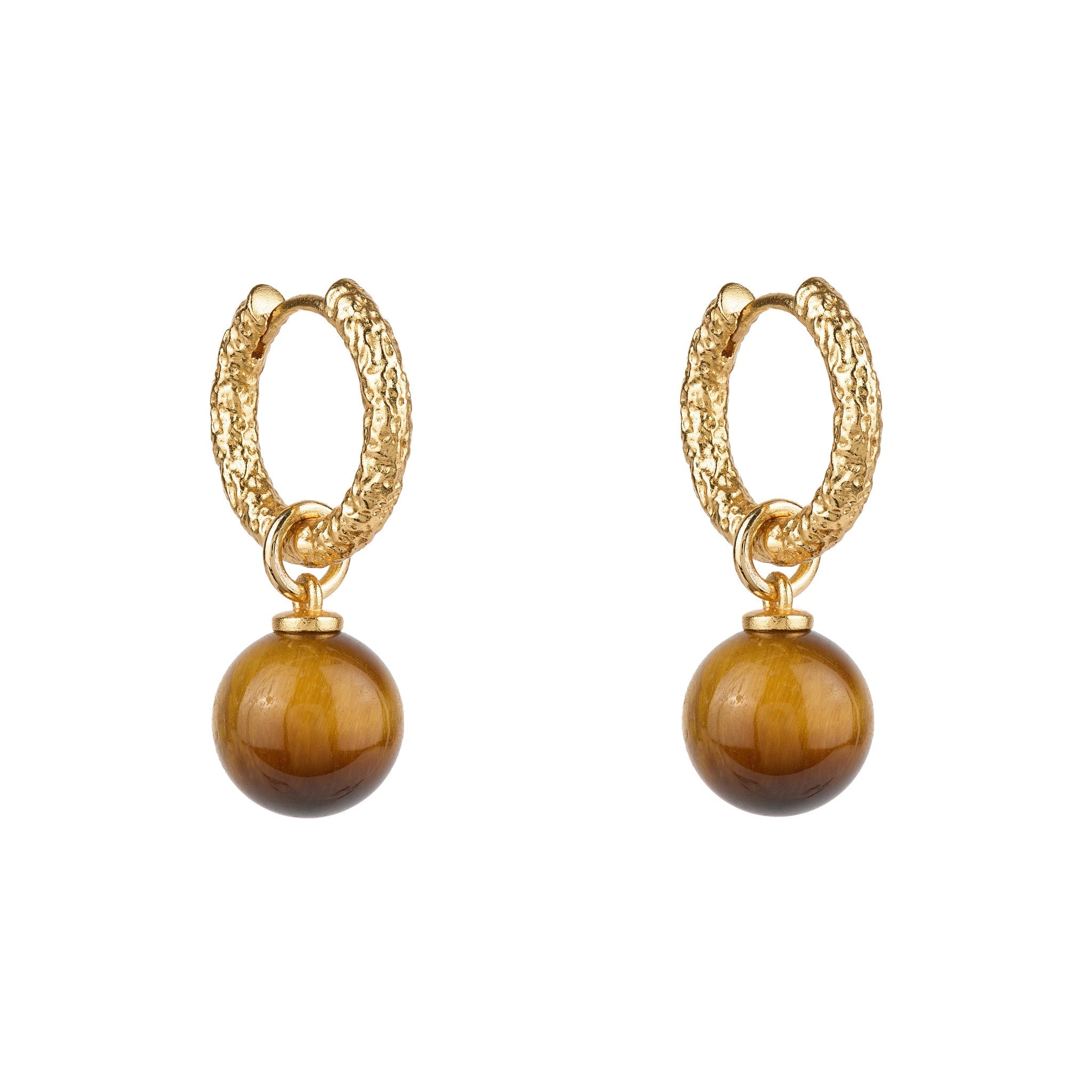 Tiger’s Eye Drop Hoops