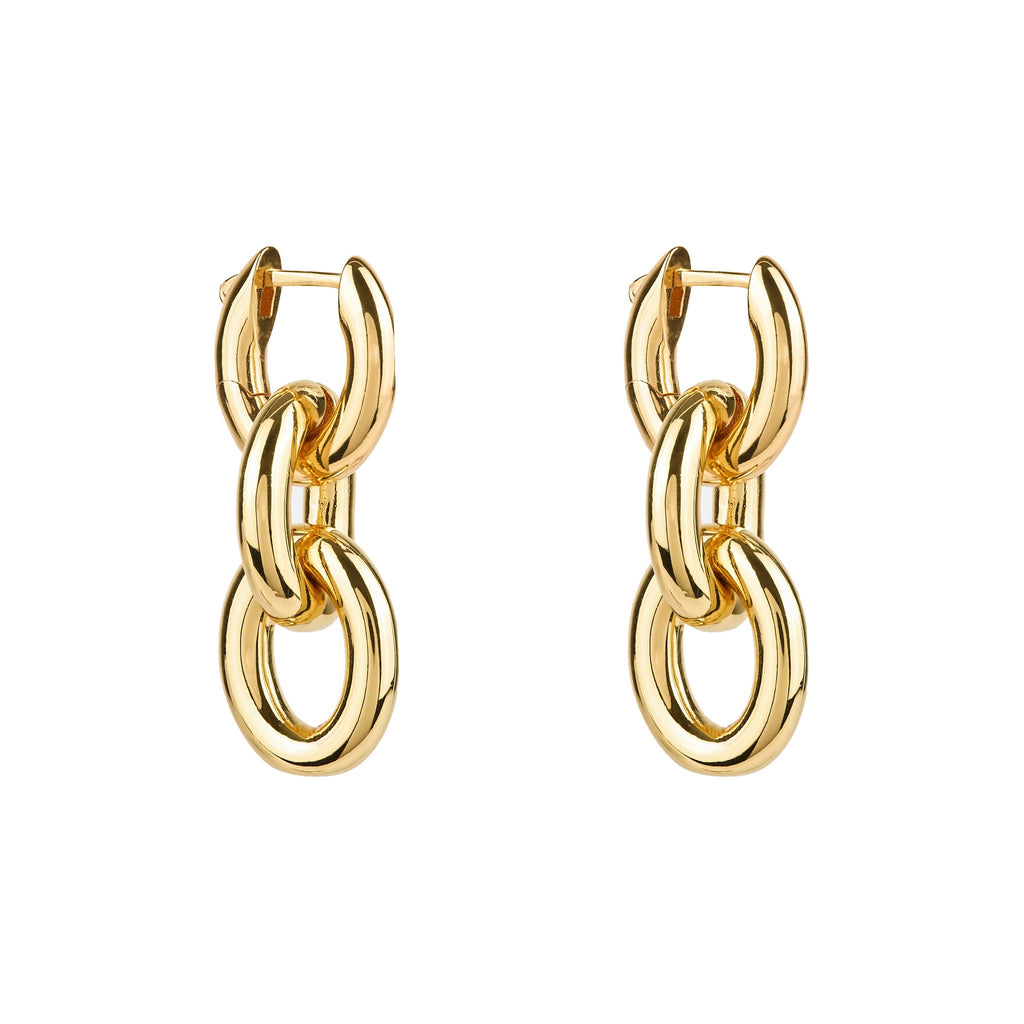 Triple Gold Hoop Drop Earrings