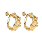Molten Disc Gold Earrings