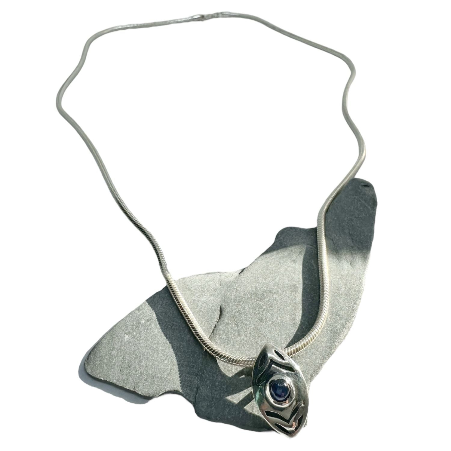 Eclipse Eye Unique Necklace – Sterling Silver & Blue Sapphire