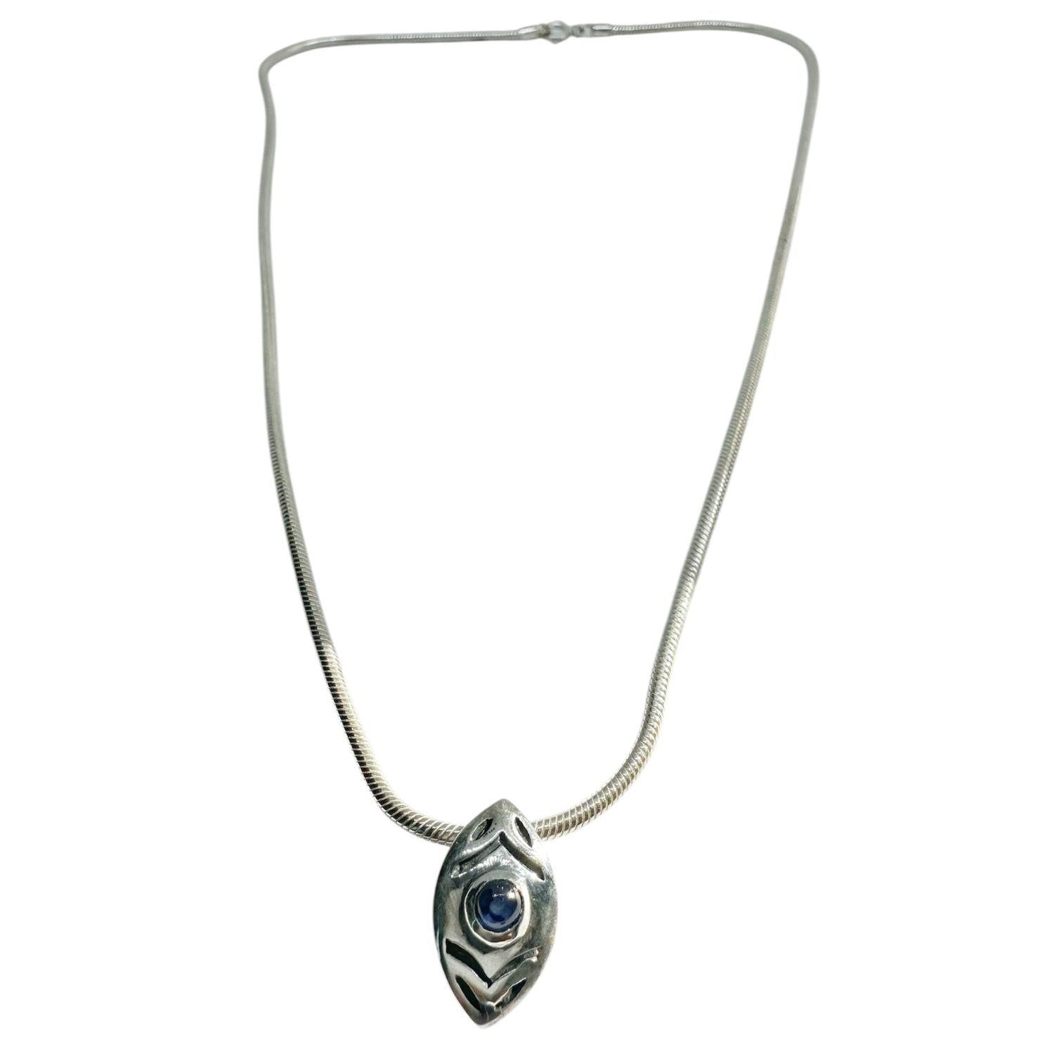 Eclipse Eye Unique Necklace – Sterling Silver & Blue Sapphire