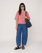 Elle Burgandy Gingham Top