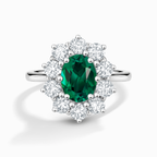 Emerald Halo Engagement Ring in Sterling Silver