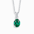 Emerald Pendant Necklace in Sterling Silver