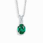 Emerald Pendant Necklace in Sterling Silver