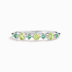 Emerald & Peridot Stackable Half Eternity Band in Sterling Silver