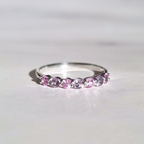Pink Sapphire & Pink Amethyst Half Eternity Band in Sterling Silver