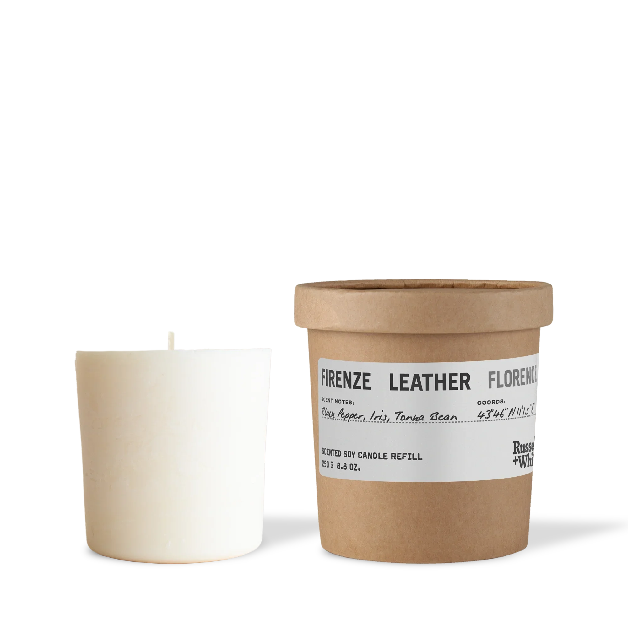 Firenze Leather 250g Scented Soy Candle Refill