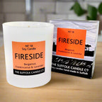 FIRESIDE - Bergamot, Frankincense and Lavender - handmade soy candle - 200g - white glass