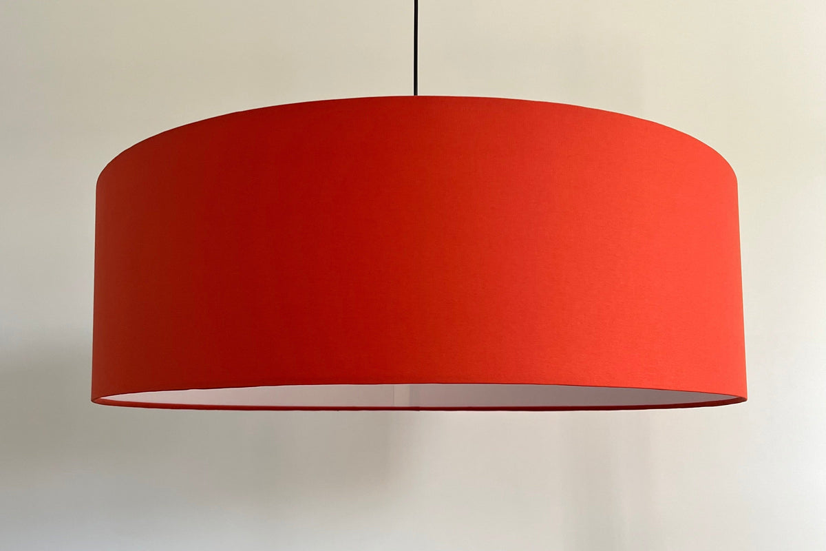 Burnt Orange Cotton Drum Lampshade | Handmade Ceiling Light Shade | Bespoke UK