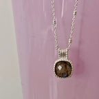 Tetra Square Gemstone Pendant: Silver Labradorite