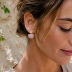 Athena Halfmoon Gemstone Earrings: Peach Moonstone