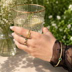 Iris Three Gemstones Ring Iolite & Moonstone