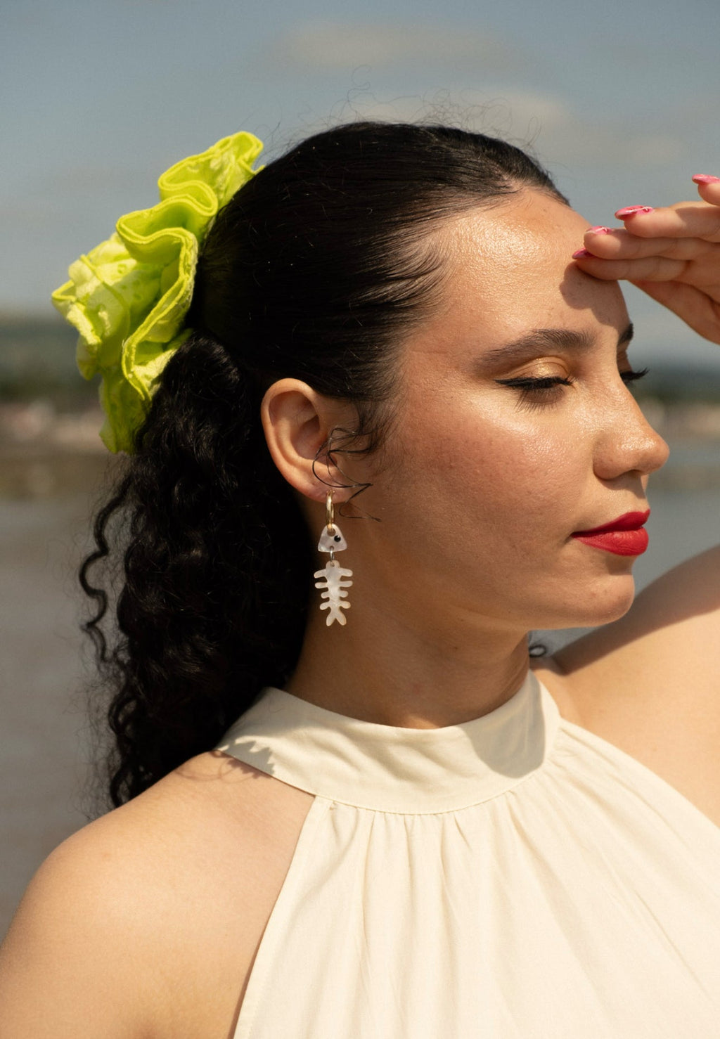 Fish Skeleton Hoop Earrings