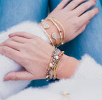 Athena Gem Beaded Adjustable Slider Bracelet Multi-tourmaline