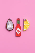 Oyster, Lemon and Hot Sauce Hoop Earrings