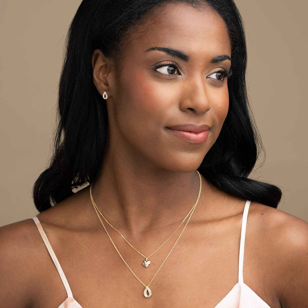 Elements Gold Pavé Diamond Heart Pendant