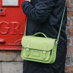 Leather Midi Satchel - Grass Green