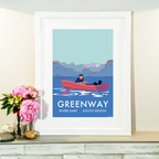 River Dart Print - Vintage Greenway Travel Poster Devon by BeckyBettesworth (greenway-river-dart-fishing-boat)