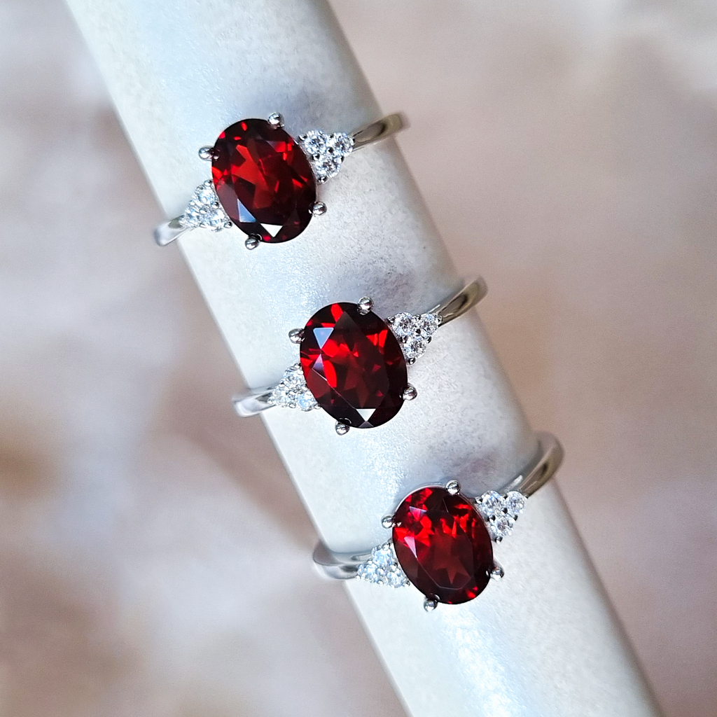 Garnet Ring in Sterling Silver